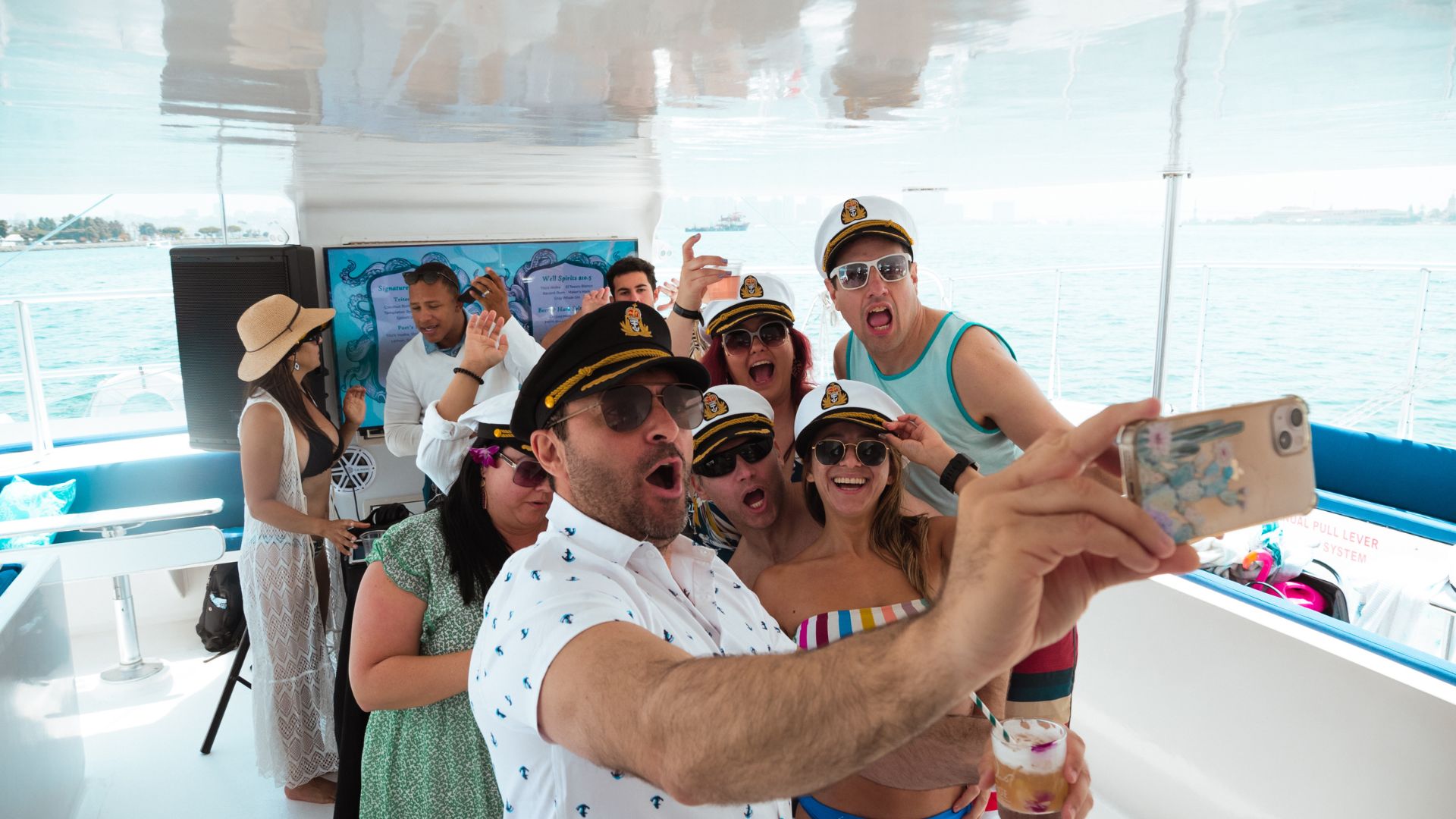 Group on a rented party boat in San Diego